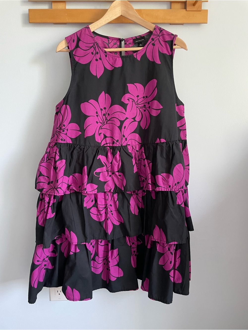 Who What Wear Black Dress with Bright Pink Floral Print